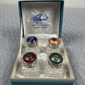 Vintage Raimond Silverplate Salt Pepper Cellars Shakers  Multicolor